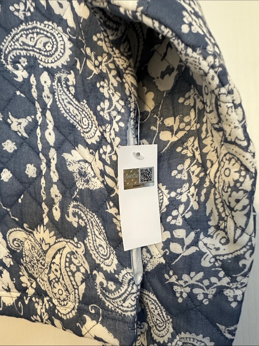 Mexx Quilted Paisley Print Jacket in Blue and White - Picture 3 of 9